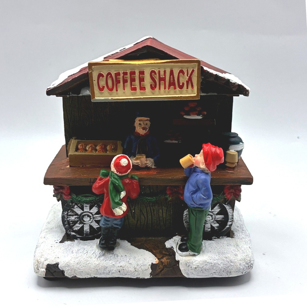 Moments In Time Village Lighted Coffee Shack 4.5" Multicolor Resin Decor